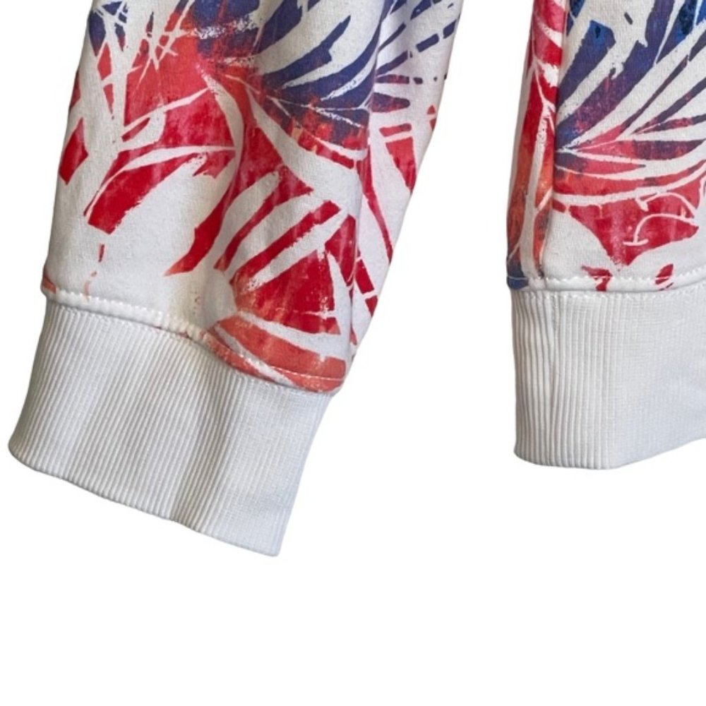 Tommy Hilfiger Red White Blue Palms Long Sleeved Pullover Sweatshirt - Picture 6 of 10